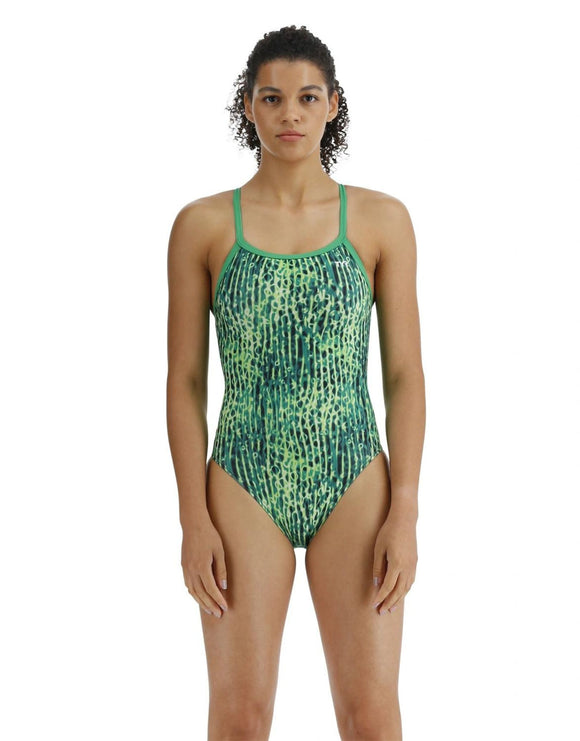 TYR Atolla Durafast Lite Diamondfit Swimsuit - Green - Front