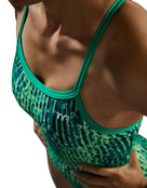 TYR Atolla Durafast Lite Diamondfit Swimsuit - Green - Close up