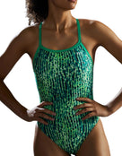 TYR Atolla Durafast Lite Diamondfit Swimsuit - Green - Front