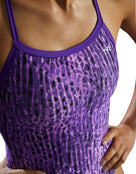 TYR Atolla Durafast Lite Diamondfit Swimsuit - Purple - Fabric Closeup