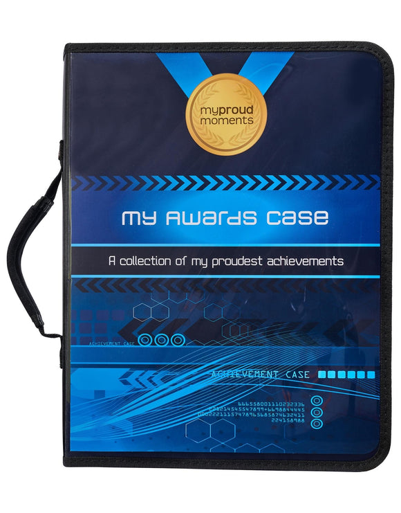 My Proud Moments - Medal Badge & Certificate Case - Front - Blue