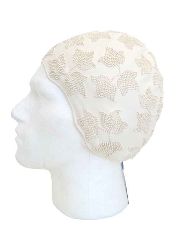 Beco Moulded Decorative Leaf Swimming Cap - Side - White