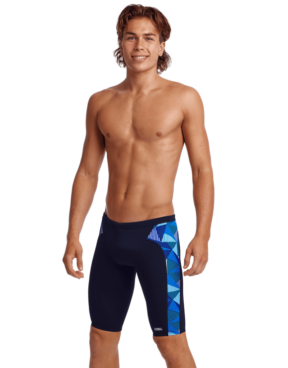 Funky Trunks - Blue Bars Swim Jammers - Model Front