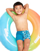 Speedo - Tots Boys Digital Allover Jammer Pluto Blue - Model Front Pose / Jammer Front Design