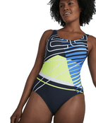 Speedo - Womens Core Placement U-Back Swimsuit - Navy - Front Close Up