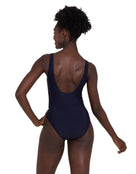 Speedo Womens Core Placement U-Back One Piece Swimsuit - Navy/Blue/Yellow - Back