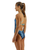 TYR Cosmic Night Durafast Elite Crosscut Tieback Swimsuit - Teal/Multi - Side Back