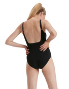 Speedo - Womens Crystallux Printed Swimsuit - Back - Black/Blue