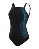 Speedo - Womens Crystallux Printed Swimsuit - Product Only - Black/Blue