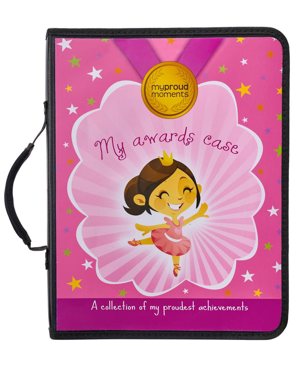 My Proud Moments Medal, Badge & Certificate Holder - Case Front - Pink/Dance
