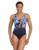Zoggs - Digital Daisy Actionback Swimsuit - Model Front / Swimsuit Front 