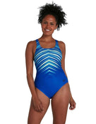 Speedo Womens Digital Placement Medalist Swimsuit - Blue - Front