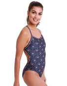 Dolfin Uglies Womens Eye Spy Revibe Tie Back Swimsuit - Blue - Side
