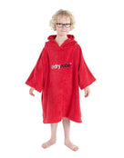 Dryrobe - Kids Organic Cotton Short Sleeve Towel Poncho - 5-9 yrs - Model Front - Red