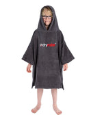 Dryrobe - Kids Organic Cotton Short Sleeve Towel Poncho - 5-9 yrs - Model Front - Slate Grey - Cap On