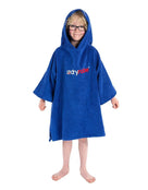 Dryrobe - Kids Organic Cotton Short Sleeve Towel Poncho - 5-9 yrs - Model Front - Royal Blue - Cap On