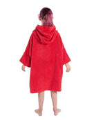 Dryrobe - Kids Organic Cotton Short Sleeve Towel Poncho - 5-9 yrs - Model Back - Red