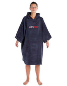 Dryrobe Organic Cotton Short Sleeve Towel Poncho - Adult/Navy - Front/Female