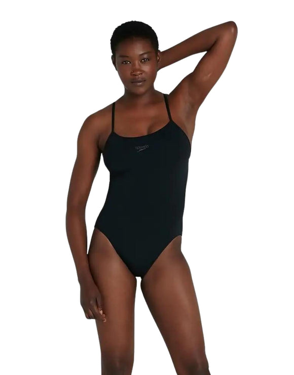Speedo Womens ECO Endurance Plus Thinstrap Swimsuit - Front - Black