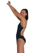 Speedo - Womens ECO Endurance Plus Thinstrap Swimsuit - Model Side - Navy