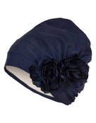 Fashy Flower Fabric Swim Cap - Navy - Product Side