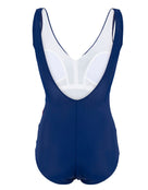 Fashy Panel V-back Swimsuit - Navy/Red/White - Product Back
