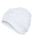 Fashy Pleated Fabric Swim Cap - White