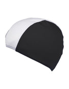 Fashy Adult Polyester Fabric Swim Cap - Black/White - Product Side