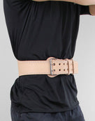 Fitness Mad Leather Weight Lifting Belt - Product in Use Front