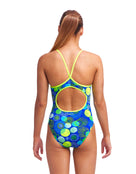 Funkita - Girls Blue Bottle Diamond Back Swimsuit - Model Back / Swimsuit Back Design