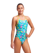 Funkita - Girls Prehistoric Party Diamond Back Swimsuit - Model Front Pose