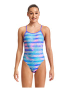Funkita - Girls Pastel Palm Single Strap Swimsuit - Front