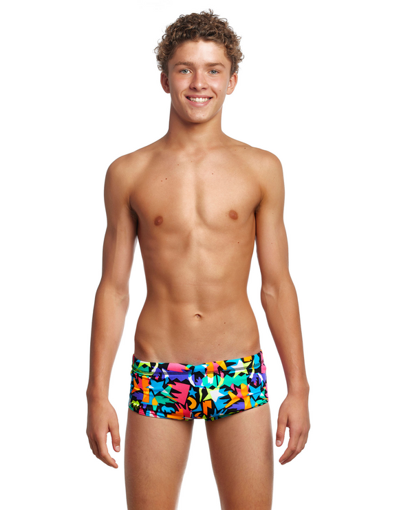 Funky Trunks Boys Paper Cut Classic Swim Trunks - Front
