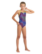 Arena Girls Carnival Lightdrop Back Swimsuit - Green/Multi - Full Body
