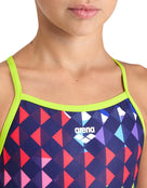 Arena Girls Carnival Lightdrop Back Swimsuit - Green/Multi - Closeup