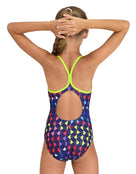Arena Girls Carnival Lightdrop Back Swimsuit - Green/Multi - Back