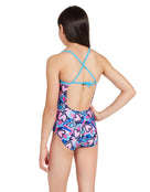 Zoggs - Girls Fiery Star Tie Back Swimsuit - Model Back/Swimsuit Back Design