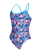 Zoggs - Girls Fiery Star Tie Back Swimsuit - Product Only Design - Front/Side Look