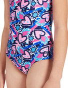 Zoggs - Girls Fiery Star Tie Back Swimsuit - Front Close Up