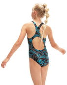 Speedo - Girls Hyperboom Medalist Swimsuit - Black/Blue - Model Back