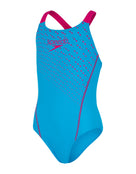 Speedo - Girls Medley Logo Medalist Swimsuit - Blue/Pink - Product Only Design - Pink/Light Blue