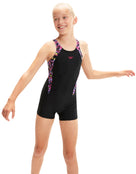 Speedo - Girls Panel Legsuit - Black/Pink - Front Pose