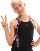 Speedo - Girls Panel Legsuit - Black/Pink - Closeup