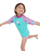 Tots Girls Printed Sun Protection Set - Green/Pink