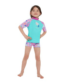 Tots Girls Printed Sun Protection Set - Green/Pink