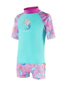 Tots Girls Printed Sun Protection Set - Green/Pink