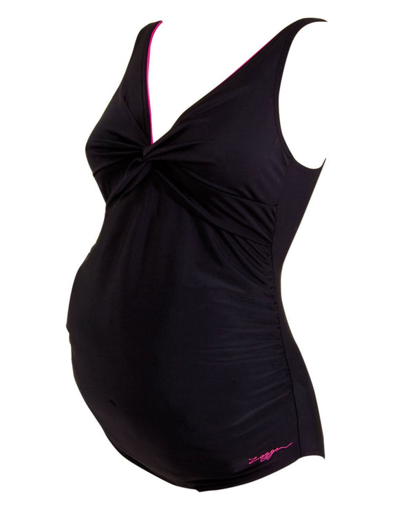 Zoggs Womens Hayman Maternity One Piece - Black and Pink - Product Front/Side