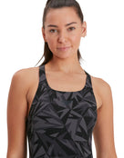 Speedo - Hyperboom Allover Medalist Swimsuit - Black/Grey - Logo