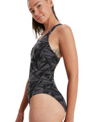 Speedo - Hyperboom Allover Medalist Swimsuit - Black/Grey - Side