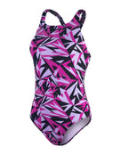 Speedo - Hyperboom Allover Medalist Swimsuit - Navy/Purple - Product Only Front 